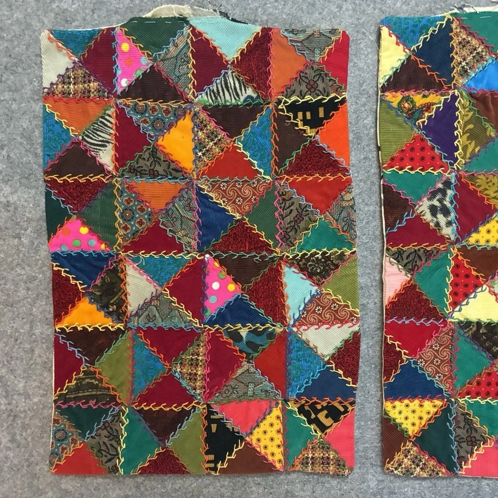 Vintage Crazy Quilt Patchwork Pillow Sham Cover Throw Set Cottagecore Top Boho